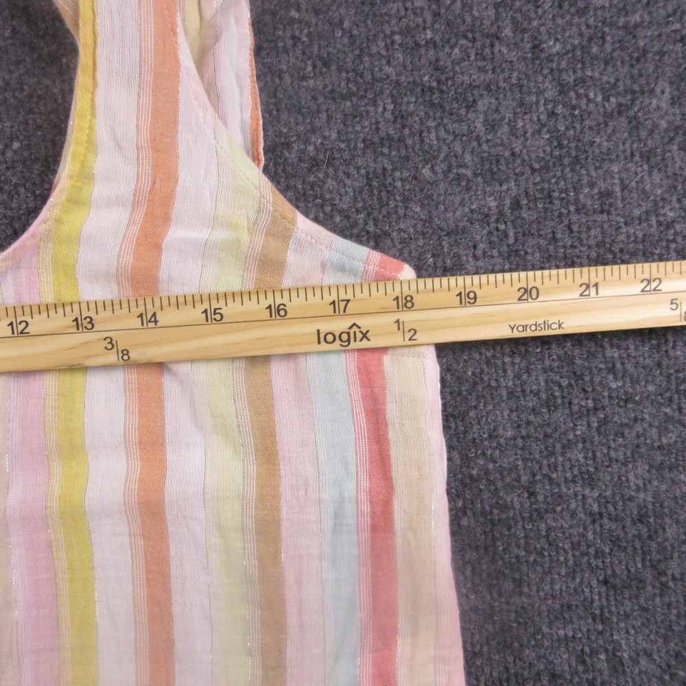 Sezane Tank Top Womens 42 Multicolor Stripe Tie Strap Button Back‎ Camisole Soft - Picture 5 of 7